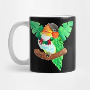 Caique Parrot Wears Face Mask Watercolor Mug